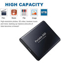 8TB Portable External Solid State Drive in Black, compact and lightweight design