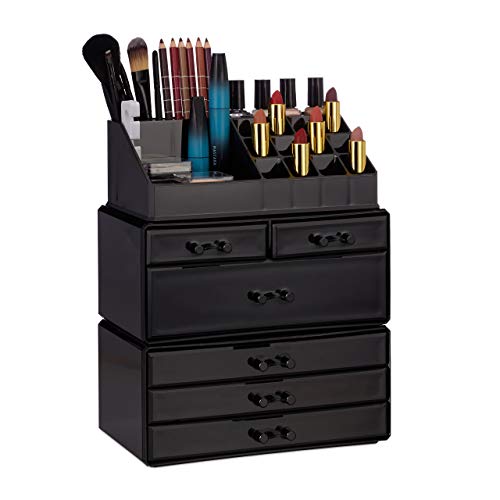 Relaxdays - Large Acrylic Makeup Organiser with 6 Drawers and 22 Compartments