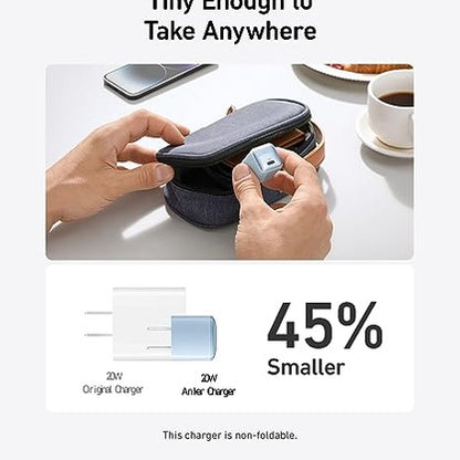 Anker - 20W USB C Charger Block, Nano Pro Fast Charger for iPhone & Galaxy