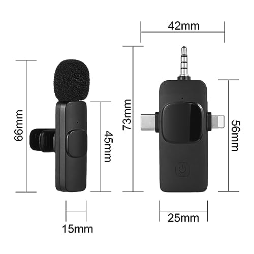 AMZ - Wireless Lavalier Microphone 3-in-1 Clip-On Mic System (2 Transmitters, 1 Receiver)