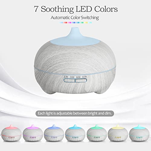 Hianjoo - 500ml Essential Oil Diffuser with 14 LED Lights for Aromatherapy