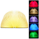 Mobxpar Wooden Folding Book Lamp - USB rechargeable, LED mood lighting, 360° foldable.