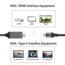 CamKpell - Type C USB-C to HDMI 4K Cable, 1.2 in 1 Function, Black