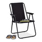 Lightweight portable folding chair designed for camping and beach use with a weight capacity of up to 100 kg made from polyester and iron in black color