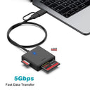 Benfei - 4-in-1 USB 3.0 & USB-C Memory Card Reader, Supports SD/Micro SD/MS/CF