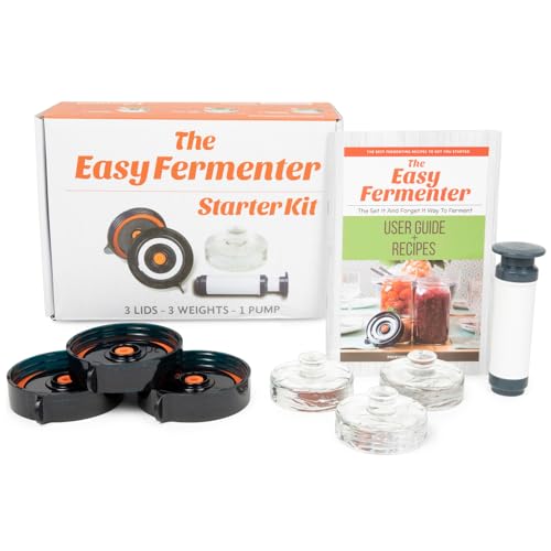 Easy Fermenter - Fermenting Combo Pack: Jars, Lids, Weights & Recipe Book