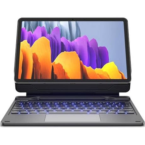 Dexnor - Galaxy Tab S8/S7 Case With Keyboard & Magnetic Floating Stand - Black