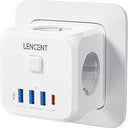 Lencent 7-in-1 Power Strip with 3 European Sockets and USB