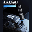 Cocivivre - 4-In-1 Retractable Car Charger with Quick Charge & USB Compatibility