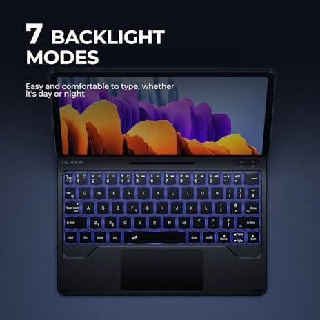 Dexnor - Galaxy Tab S8/S7 Case With Keyboard & Magnetic Floating Stand - Black