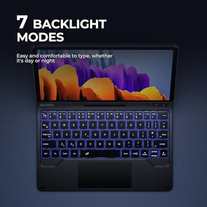 Dexnor - Galaxy Tab S8/S7 Case With Keyboard & Magnetic Floating Stand - Black