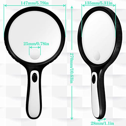Caffney - Illuminated 5X/15X Magnifying Glass with Light and Storage Bag