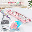 Fogruaden - Pink Retro Wireless Keyboard and Mouse Combo, Full Size, 2.4GHz
