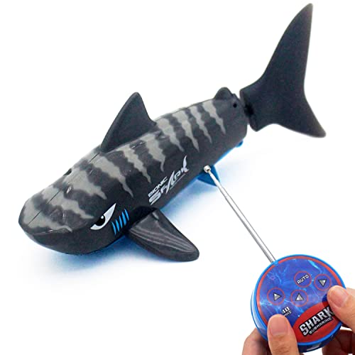 Tipmant - Mini RC Shark Submarine, Realistic Remote Control Toy for Pools