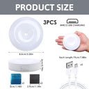 Sowbud - 3 PCS LED Motion Sensor Night Lights, Wireless & Rechargeable, 2 Colors