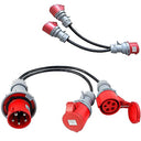 Shop the Munloo CEE Power Extension Cable featuring a 32A plug and two 16A terminals. Ideal for industrial use, this durable cable ensures reliable power delivery. Keywords: CEE power extension cable, 32A plug, industrial use