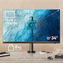 Onkron - Adjustable Monitor Arm for 13-34" Screens, VESA Compatible, 8 kg Capacity