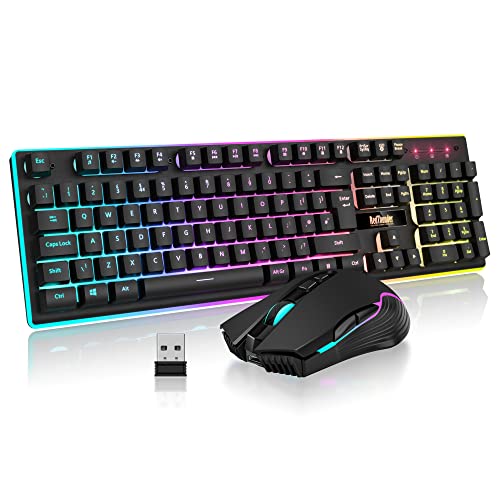 RedThunder - K10 Wireless Gaming Keyboard & Mouse Combo, LED Backlit, UK Layout