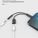 Kefiany Lightning To 3.5mm Jack Adapter and Charger, compact design with bifurcated cables