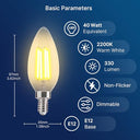 Flsnt - Dimmable Amber LED B11 E12 Bulbs, 40W Equivalent, 2200K Warm White, 6 Pack