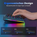 Tecurs - Wireless Mechanical Gaming Keyboard TKL QWERTZ, RGB Lighting, Red Switches