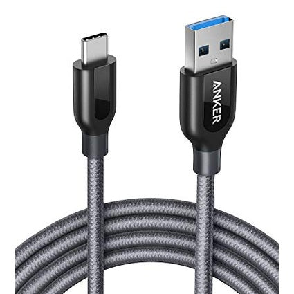 Anker - PowerLine+ USB-C to USB 3.0 Braided Charging Cable 6FT, Grey