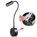 Wefoonlo - 3W Flexible Gooseneck LED Wall Light with Plug & Switch for Reading