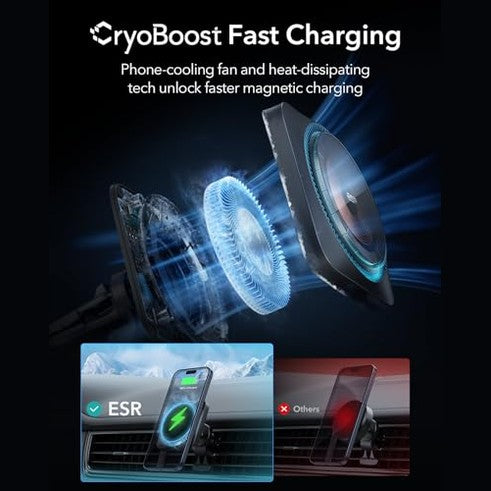ESR - MagSafe Car Mount Charger With CryoBoost, Fast Charging Phone Holder