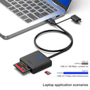 Benfei - 4-in-1 USB 3.0 & USB-C Memory Card Reader, Supports SD/Micro SD/MS/CF