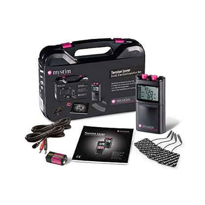 Mystim - Tension Lover E-Stim Power Unit With Electrodes, Black