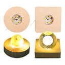 Wooden - 4pcs Round & Square Light Display Base with USB Cable for 3D Ornaments