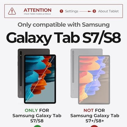 Dexnor - Galaxy Tab S8/S7 Case With Keyboard & Magnetic Floating Stand - Black