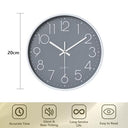 Surpn - Silent Non-Ticking 8-Inch Wall Clock, Battery Operated, Modern Design