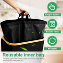 Jejuwe - 105L Foldable Kitchen Recycling Bin with Lid & Reusable Inner Bag