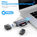 Afitdon - 4-in-1 USB 3.0/USB C Card Reader, High Speed OTG Adapter, Supports TF/microSD/SD