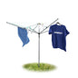 Durable clothes line rope with ground spike for outdoor use by Relaxdays, featuring four pages of instructions or information.