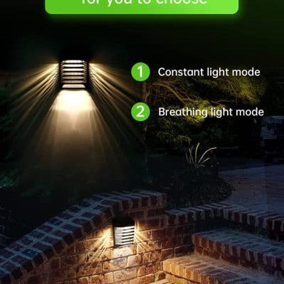 Whousewe - Solar Fence Lights Outdoor Waterproof Warm Light (Pack of 6)