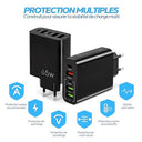 Expr - Fast Charger Multi USB C 65W, 5 Ports, QC 3.0, Compatible with Apple