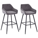 ZOONFA Velvet Kitchen Counter High Bar Stools Set of 2 with Armrest & Backrest