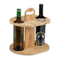 Bamboo wine butler designed to hold two bottles and four glasses with dimensions of 30.5 cm height, 30 cm width, and 25 cm depth suitable for home kitchen and bar use in a natural finish