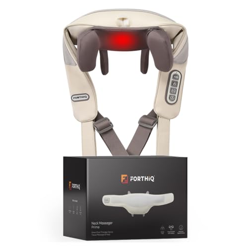 Hand-like neck massager designed for pain relief with deep tissue capabilities, featuring adjustable heat and massage speed, and customizable controls for back massage.