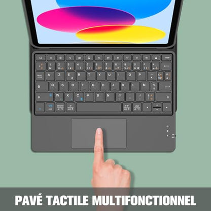 FINTIE - 10 Inch AZERTY Bluetooth Keyboard with Touchpad for iPad & Android