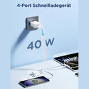 Aioneus - 40W Fast USB C Charger, 4 Ports, PD 3.0, Compatible with iPhone & Samsung