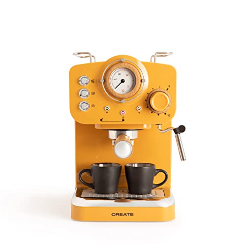 THERA RETRO / Mustard and Wood Espresso Coffee Machine