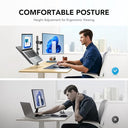 Huanou - Adjustable Monitor Stand, Single Arm Mount for 32" Screen & 17" Laptop, Heavy Duty Ergonomic Design