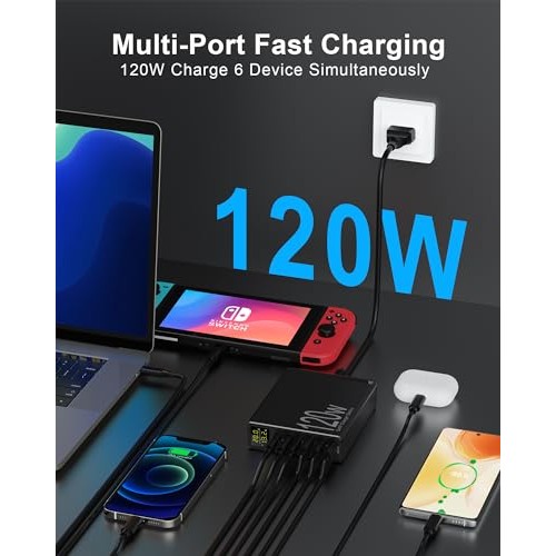 Binamao - 120W 6-Port USB-C Charging Station With LCD Display