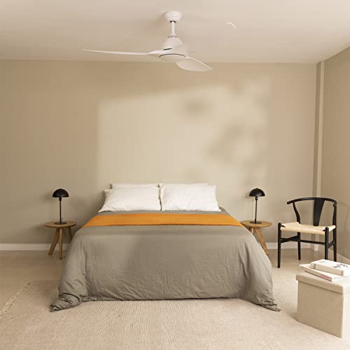 Create - Windsail White Ceiling Fan, Remote Control, Quiet AC Motor, Timer, 2 Sizes, Ø163 cm, 90W