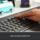 Logitech - Full-Size Wireless Keyboard with Wrist Rest, Bluetooth & USB Receiver