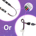 Redtron - 10mm RGB LED Strip Connector Kit with L Shape Connectors & Extension Cable