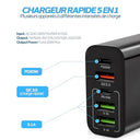 Expr - Fast Charger Multi USB C 65W, 5 Ports, QC 3.0, Compatible with Apple